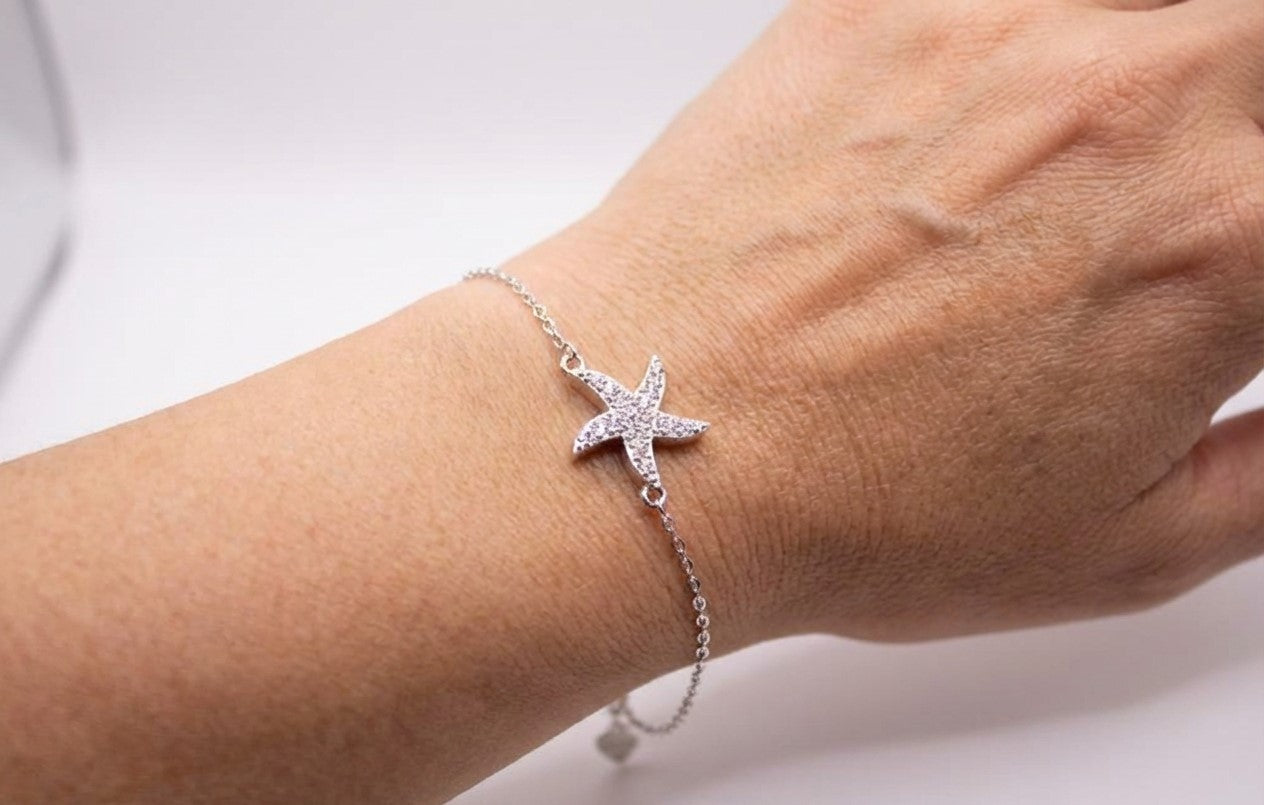 Bracelet Étoile de Mer en Argent avec Pave de Zircon
