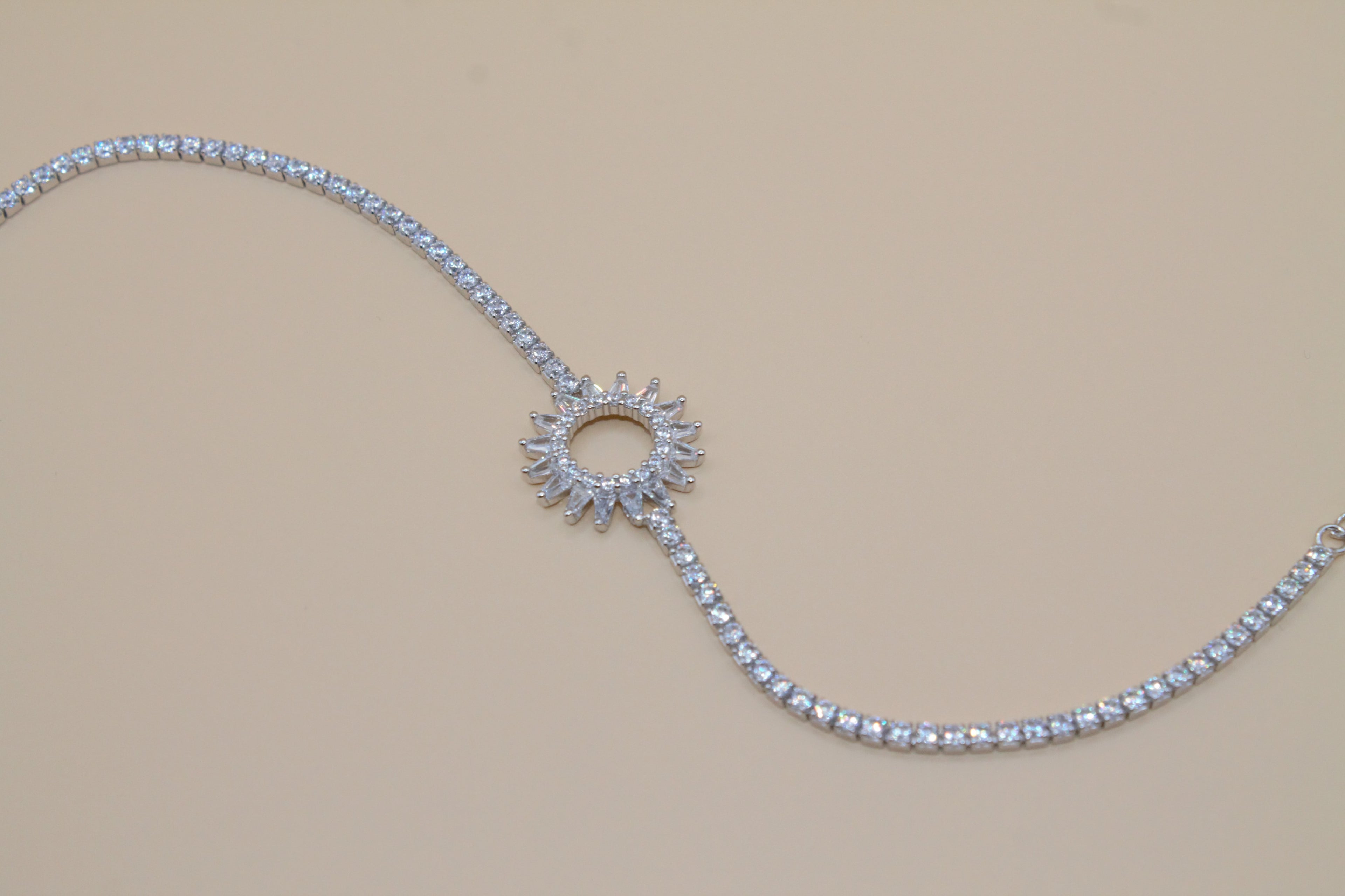 Gourmette Soleil en Argent Rhodié & Zircon — Éclat raffiné au quotidien