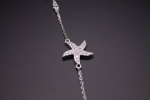 Bracelet Étoile de Mer en Argent avec Pave de Zircon